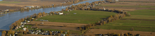 Aerial view of farmlands in the Sorel-Tracy region