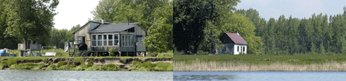 Cottages on piles along the channels
